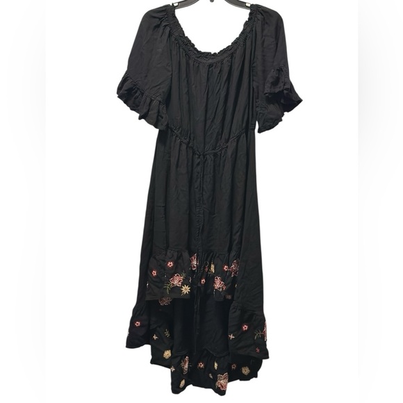 Elegant Black Floral Dress Size 1X High-Low - Picture 1 of 12
